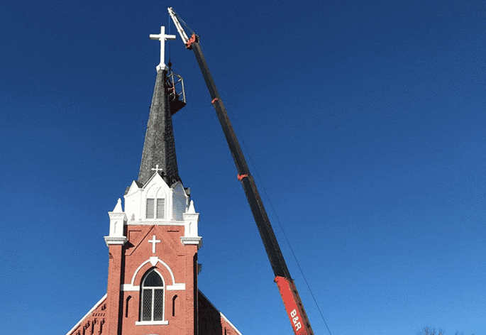 Church steeple repair project